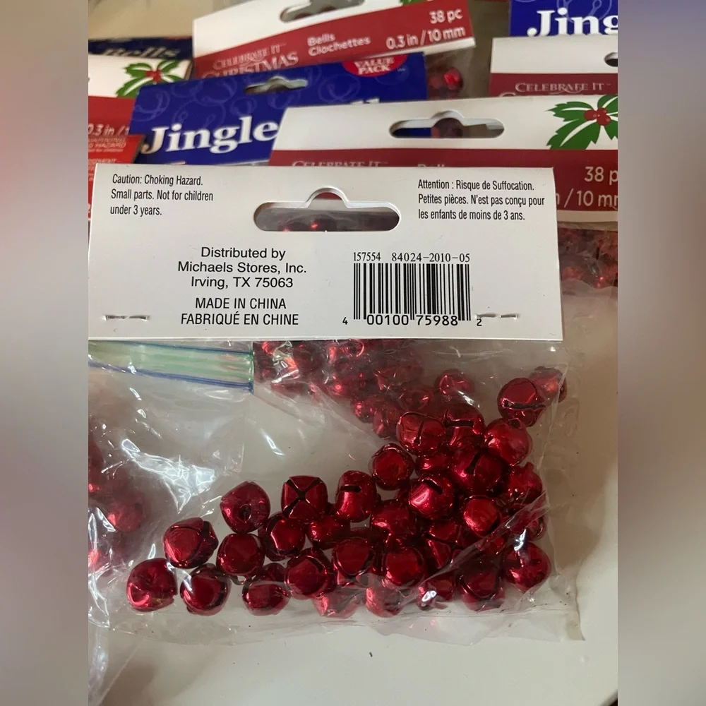 Red Jingle Bells ~650 count, 16 Packs, Christmas Crafts, Christmas Decorations